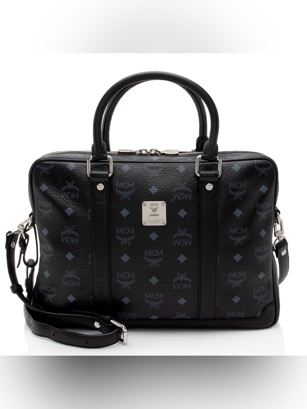MCM Black Monogram Briefcase